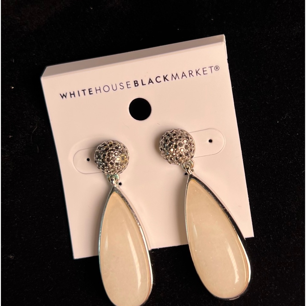 Earrings metallic stones white, zirconia